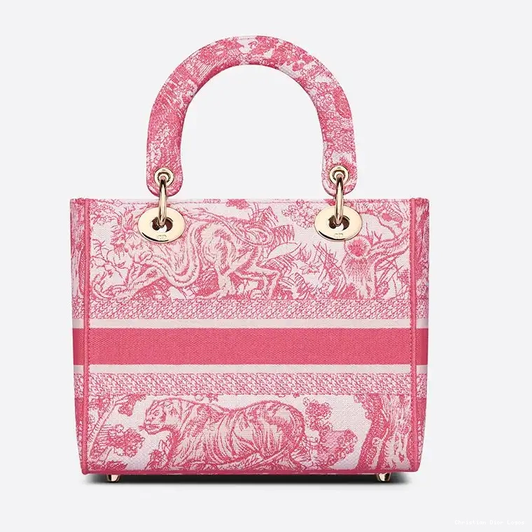 Cheap Medium de D-lite Bag Rose Jouy Motif Toile Lady Canvas 0430 Luxury